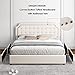 Keyluv Upholstered Queen Bed Frame with 4 Storage Drawers, Platform Bed Frame with Curved Button Tufted Headboard with Nailhead Trim, Solid Wooden Slats Support, No Box Spring Needed, Beige