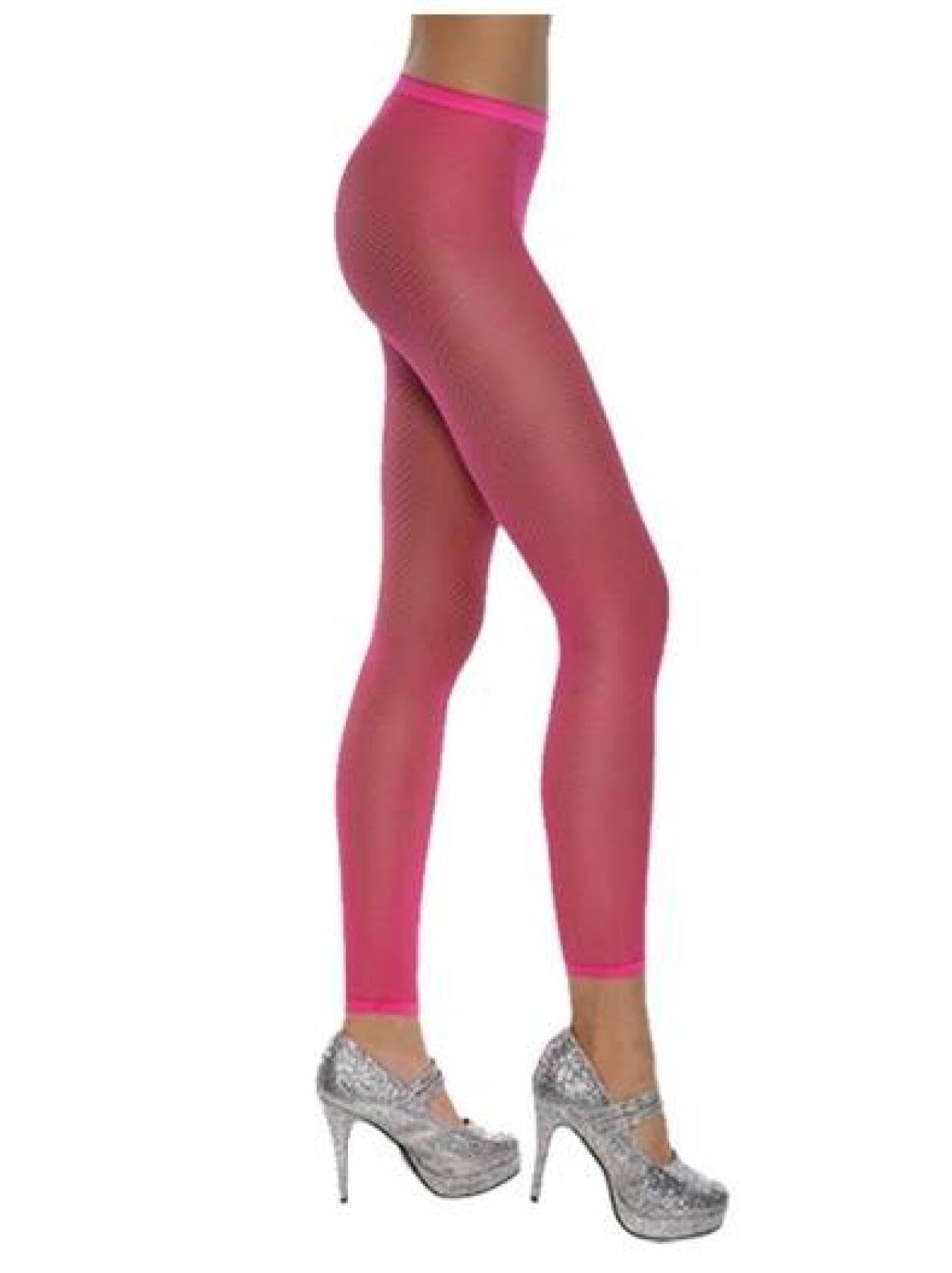 Hot Pink Footless Fishnet Leggings – 80s Fancy Dress Tights for Hen Parties, Raves & Costumes