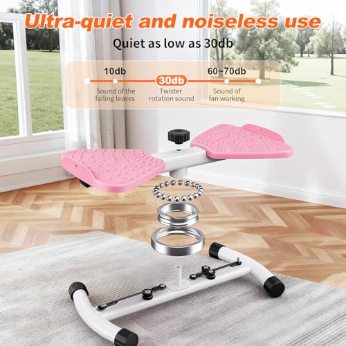 Waist Twister Machine, 300 lbs Capacity Ab Twist Board for Core & Obliques, Dual Pedals for Better Balance, Double Non-Slip & Quiet, Home Gym Equipment for Men/Women, Pink