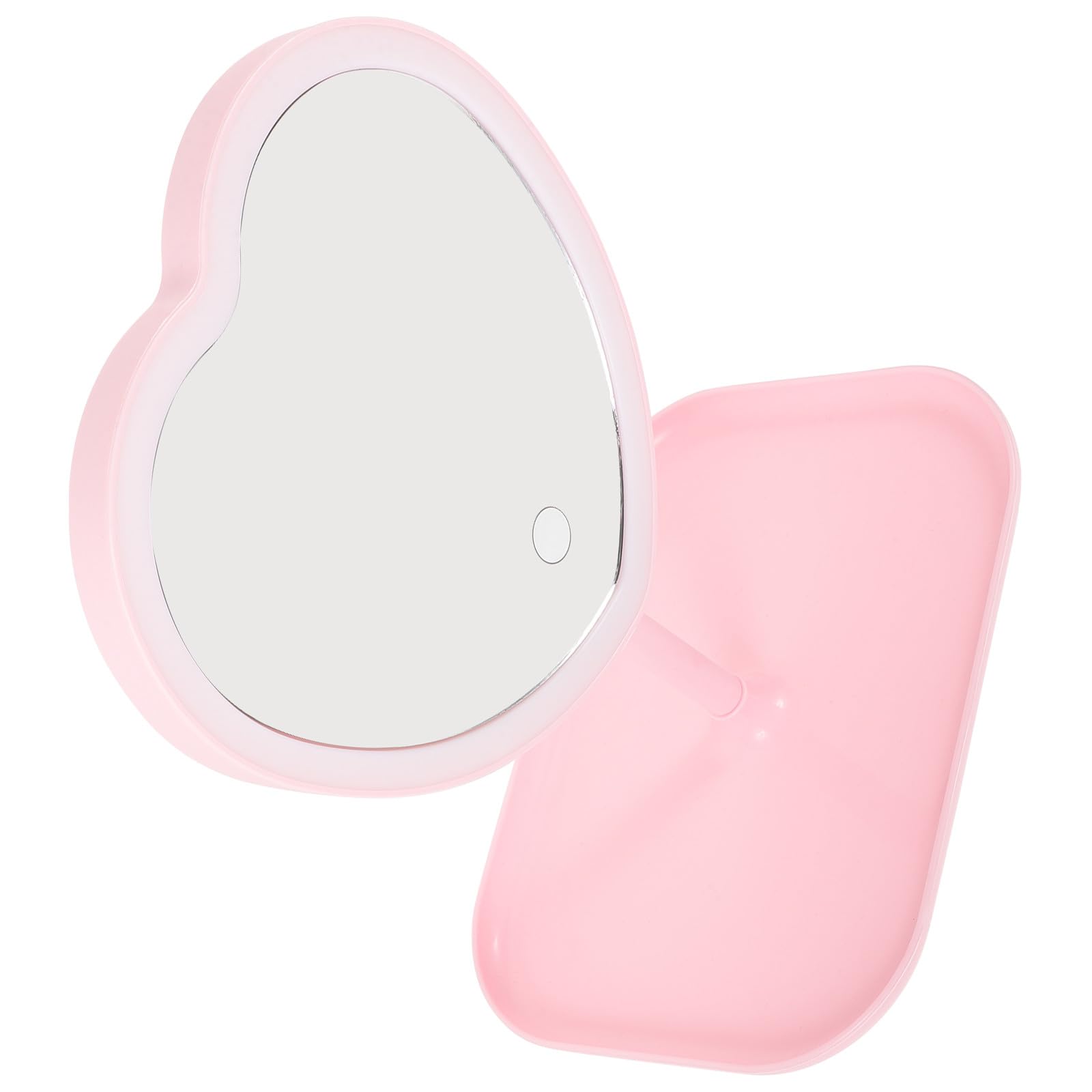 Miroir de maquillage LED compact rose cœur miroir cosmétique de table
