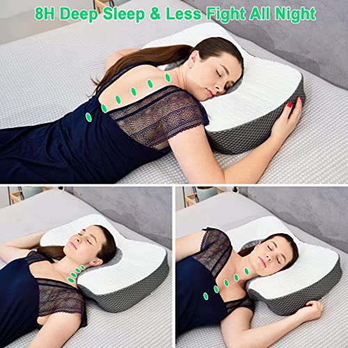 Elviros Zervikale Orthopädisches Kopfkissen aus Memory-Schaum abnehmbares ergonomisches Nackenhörnchen für Nacken- und Schulterschmerzen Nackenstützkissen für Seitenschläfer, Blau - Image 7