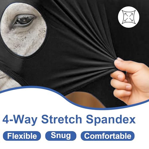 Image of Horse Slinky Hood with Zipper, Stretch Spandex Sleazy Hood for Mane Protection, Breathable Horse Neck Cover for Show Prep, Braids Saver, Sleek Grooming Under Blanket Use Black Medium
