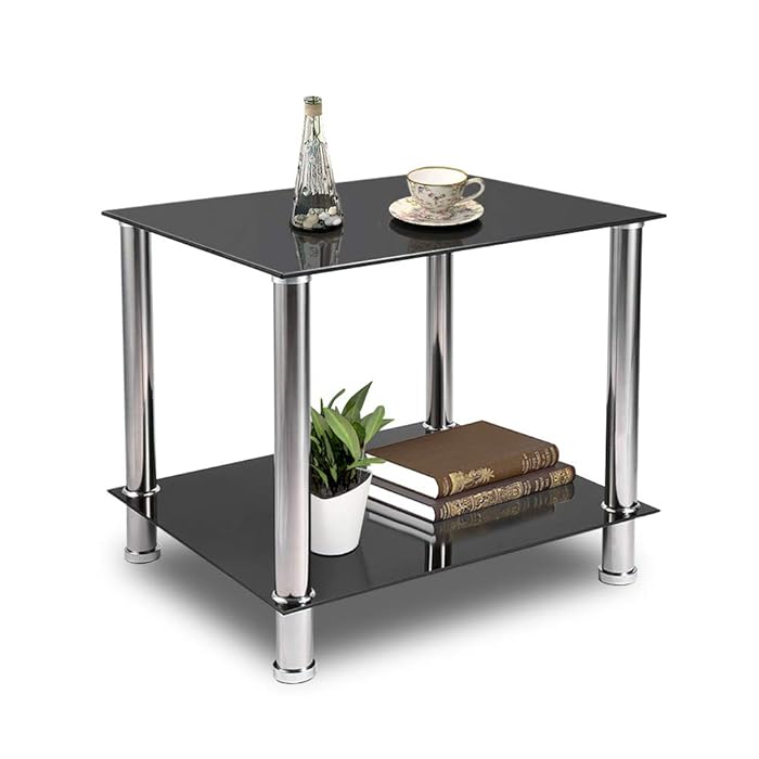 Buy Coffee Table Tempered Glass Living Room Table Side Table Industrial Design Sofa Table 2 Tier