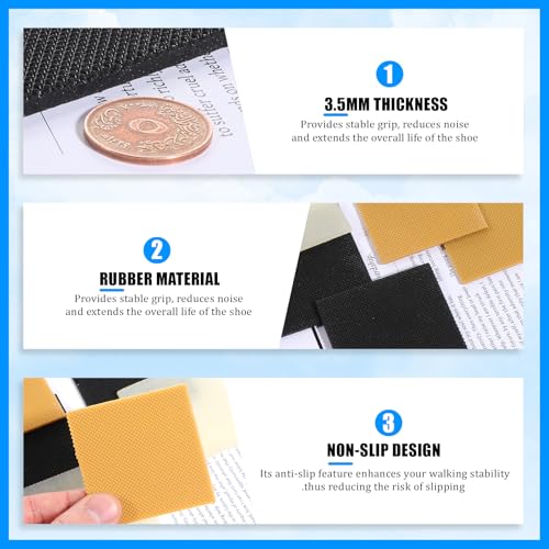 Image of ElevateTech 6 Pcs High Heel Patch, Rubber Non-Slip Sole Protectors High Heels Shoe Grips Repair Stickers Replacement Kit Square Shoe Repair Pad Accessories for Women