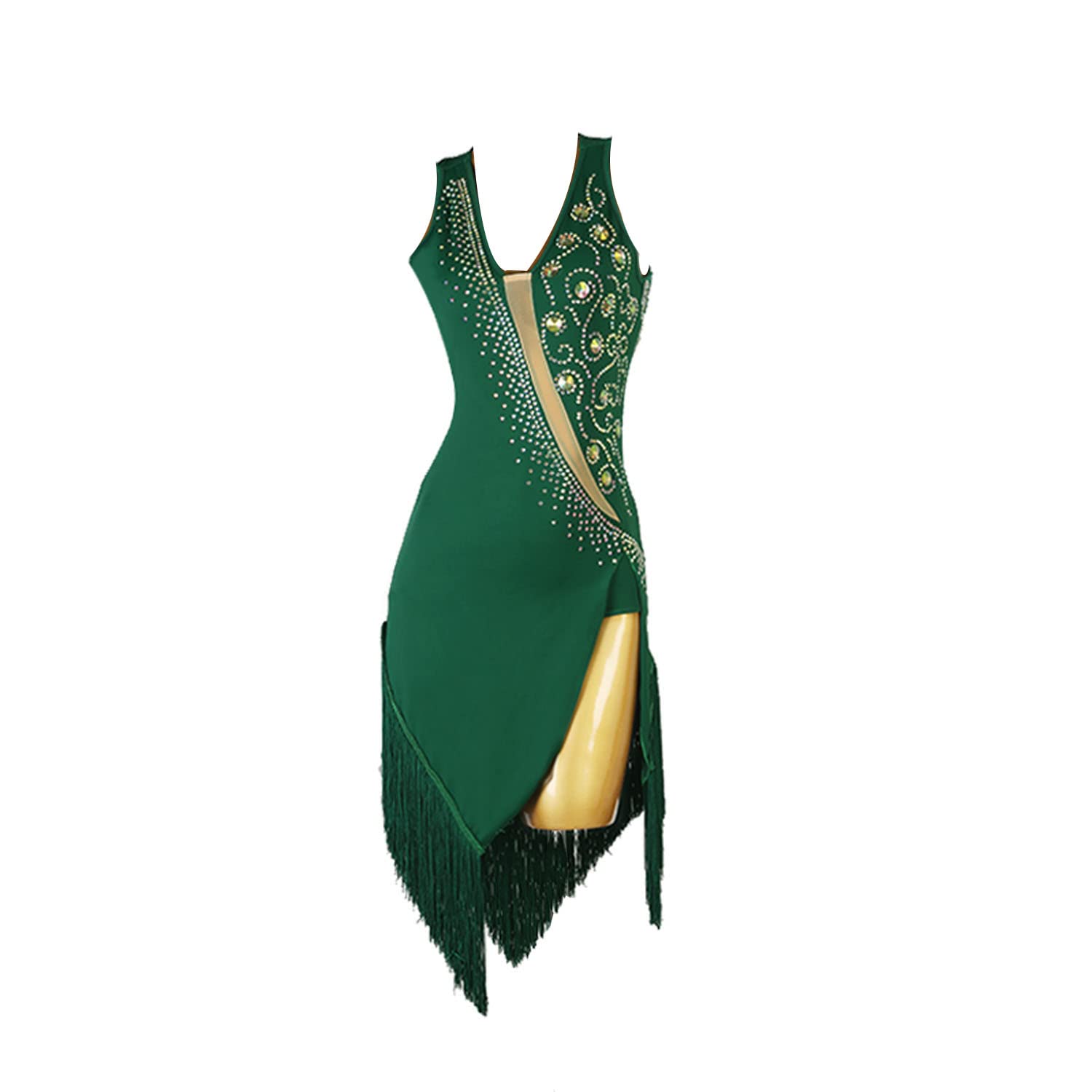 Ärmellose Latein Tanzkleidung Für Damen Ballroom Tanzkleider Mit Fransen Rückenfreies Salsa Wettkampf Tanz Outfit Tango Tanzkleidung Mit Strass