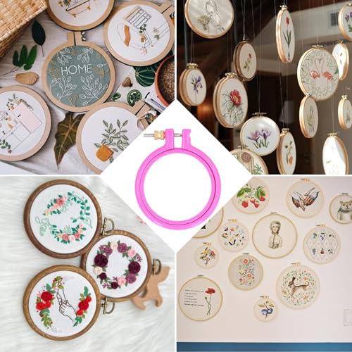 Image of 3pcs Plastic Embroidery Hoops Set, Cross Stitch Circle Hoop Embroidery Circle Ring for Embroidery and Cross Stitch Random Color(3in)