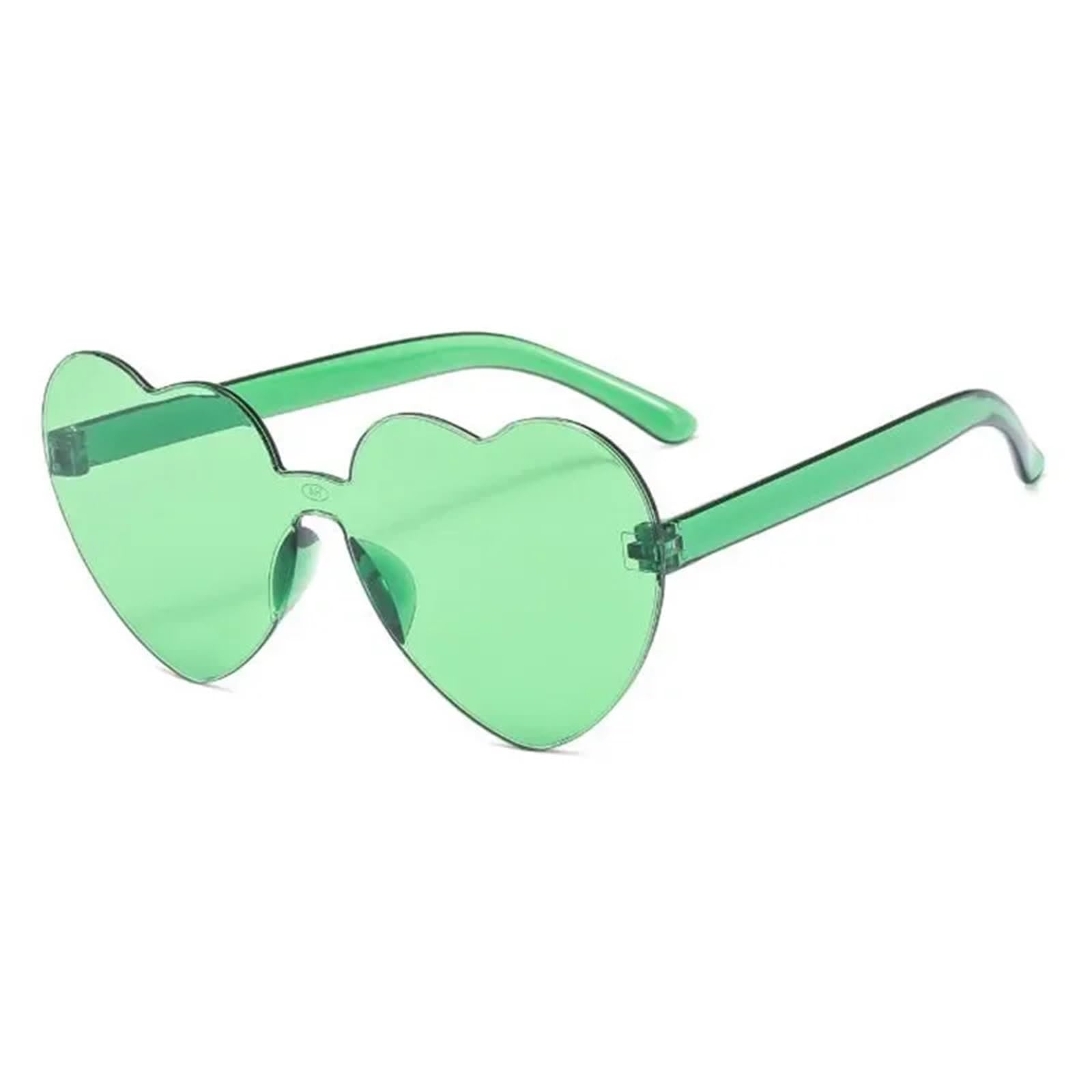 20pcs Heart Sunglasses for Women Men Rimless Eyewear Female Sun Glasses For Night Out Party(Green)