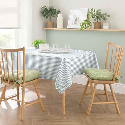 Image of Casableu Gingham Checks Ink Blue Table Cloth for 6 Seater Dining Table | 52x72 Inch Rectangular Table Cover | Dust-Proof, Washable Fabric | Decorative Checkered Dining Table Cover for Home