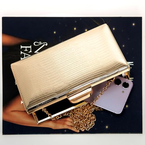 Image of JNB Women's Metallic Material Hard Case Evening Party Clutch