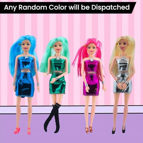 Image of WISHKEY Plastic Doll Set for Girls with Accessories, Beautiful Doll with Movable Joints, Arms, Legs, Head, Pretend Play Toy for Kids, Multicolor, Age 3+ Years (Pack of 1)