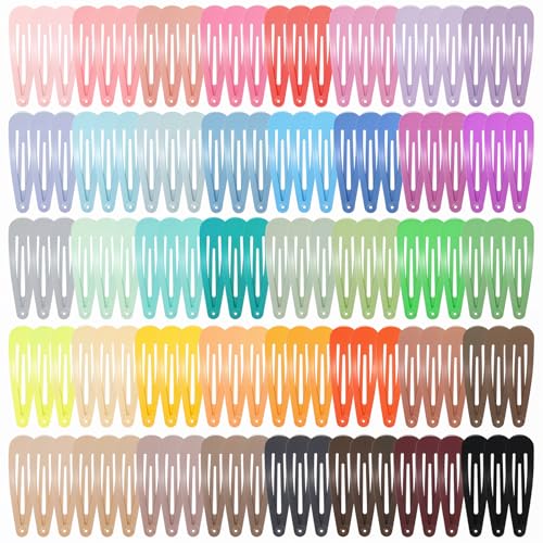 obeoby 120 Pcs 40 Colors Metal Snap Hair Clips, 2 Inch Hair Barrettes Hair Accessories for Girls Toddlers Women Birthday Valentines Day Gifts