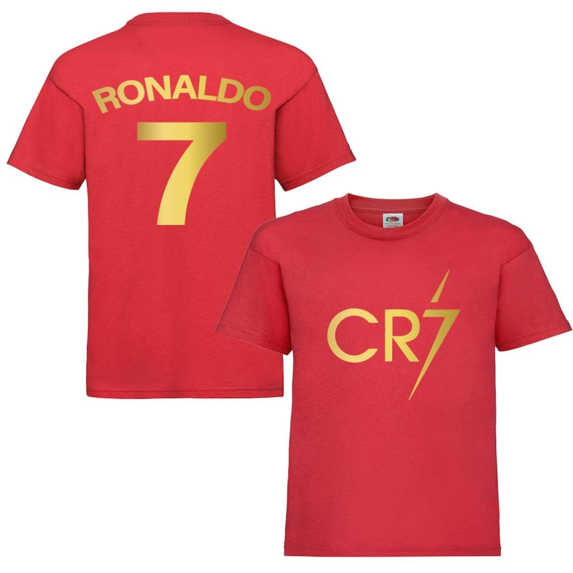 Kids Ronaldo Inspired Soccer T Shirt Footy Merch Ronaldo TEEs Boys Girls Gift Top Tee 5-13yrs Number 7# 7 CR7 Cristiano Ronaldo T-Shirt