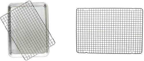 Miniatura 8 de Nordic Ware Naturals Quarter Sheet with Oven-Safe Nonstick Grid & Natural Aluminum Commercial Baker's Half Sheet, 2-Pack, Silver