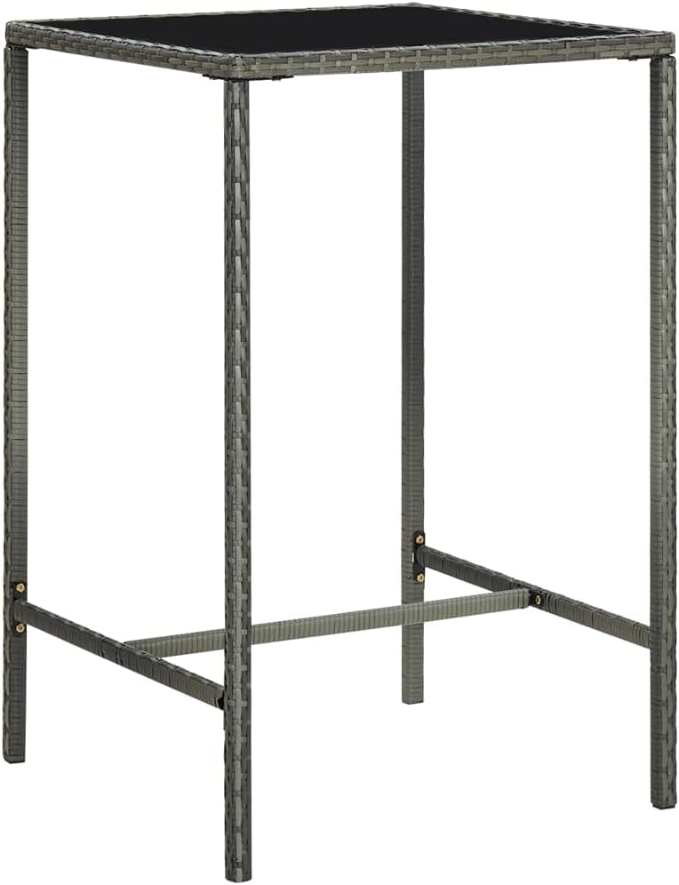 3 Piece Patio Bar Set,All Weather PE Rattan Conversation Furniture,Bistro Set for Bar, Pub, Garden, Backyard, Patio,Indoor Outdoor Furniture,with Cushions Poly Rattan Gray(Easy to Assemble)