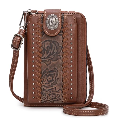 Image of Montana West Western Crossbody Phone Wallet for Women RFID Blocking Wallet Purse with Cash Slots & Zipper Pocket