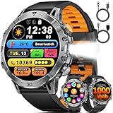 LIGE 1000mAh Smartwatch Uomo Militare, 1.7'' Orologio Smart Watch con Torcia LED,Chiamata Bluetooth Orologio Fitness, 100+ Modalità Sportive,Cardiofrequenzimetro/Sonno, IP68 Orologio per Android iOS