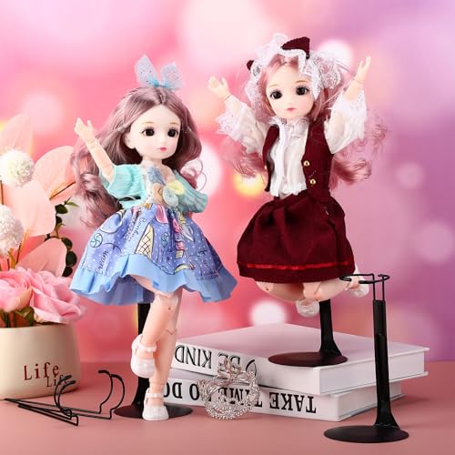 Image of Yaocom 6 Pcs Adjustable Doll Stands for 12 Inch to 18 Inch Dolls Display Stand with Expandable Waist Wire Action Figure Display (Black)