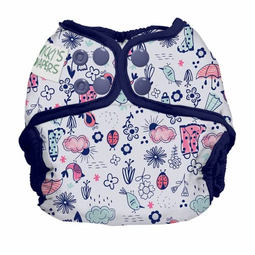 Image of Nicki's Diapers One Size Snap Cloth Diaper Cover | Adjustable Waterproof Cover for Baby Boys or Baby Girls | Coves Prefold Cloth Diapers, Flat Diapers, or Fitted | 8-35+lbs