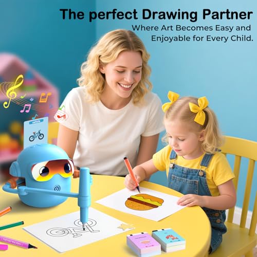 Drawing Robot for Kids Montessori Painting Toys for 3 4 5 6 7 8 Year Old, Voice Interactive Educational Drawing Machine with 100 Cards,16 Colorful Pens & Music-Gift for Boys Girls - Image 6