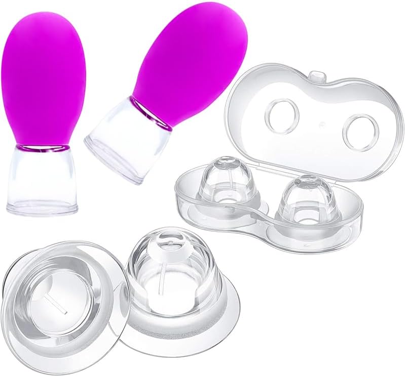 Nipple Everter for Breastfeeding Support, Nipple Corrector, Aids in Latch by Drawing Out Flat or Inverted Nipples for Nursing Moms (4 PCS)