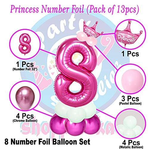 Image of Pink 32 Inches Numbers 8 Shape Large Big Foil Helium Balloons For Party Decorations In Happy Birthday Anniversary Office Items Materials Set Pack, Pack Of 1