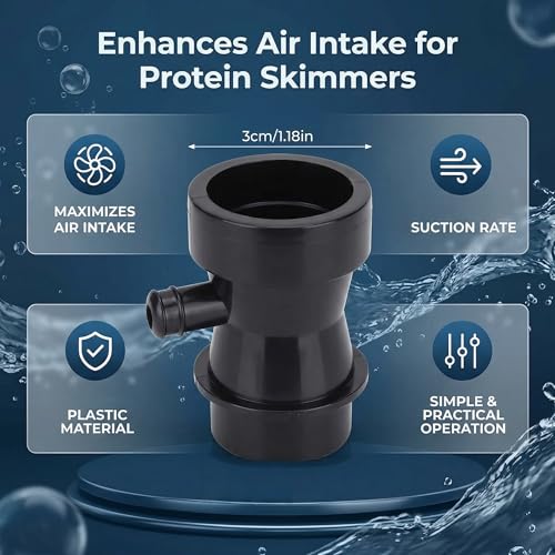Image of GLOGLOW Aquarium Venturi Tube Black Air Suction Nozzle for Protein Skimmer, Increase Air Intake Volume 14g, Both Ends 3cm 2cm Outer Diameter, for Saltwater Freshwater Tank Pump Separator U