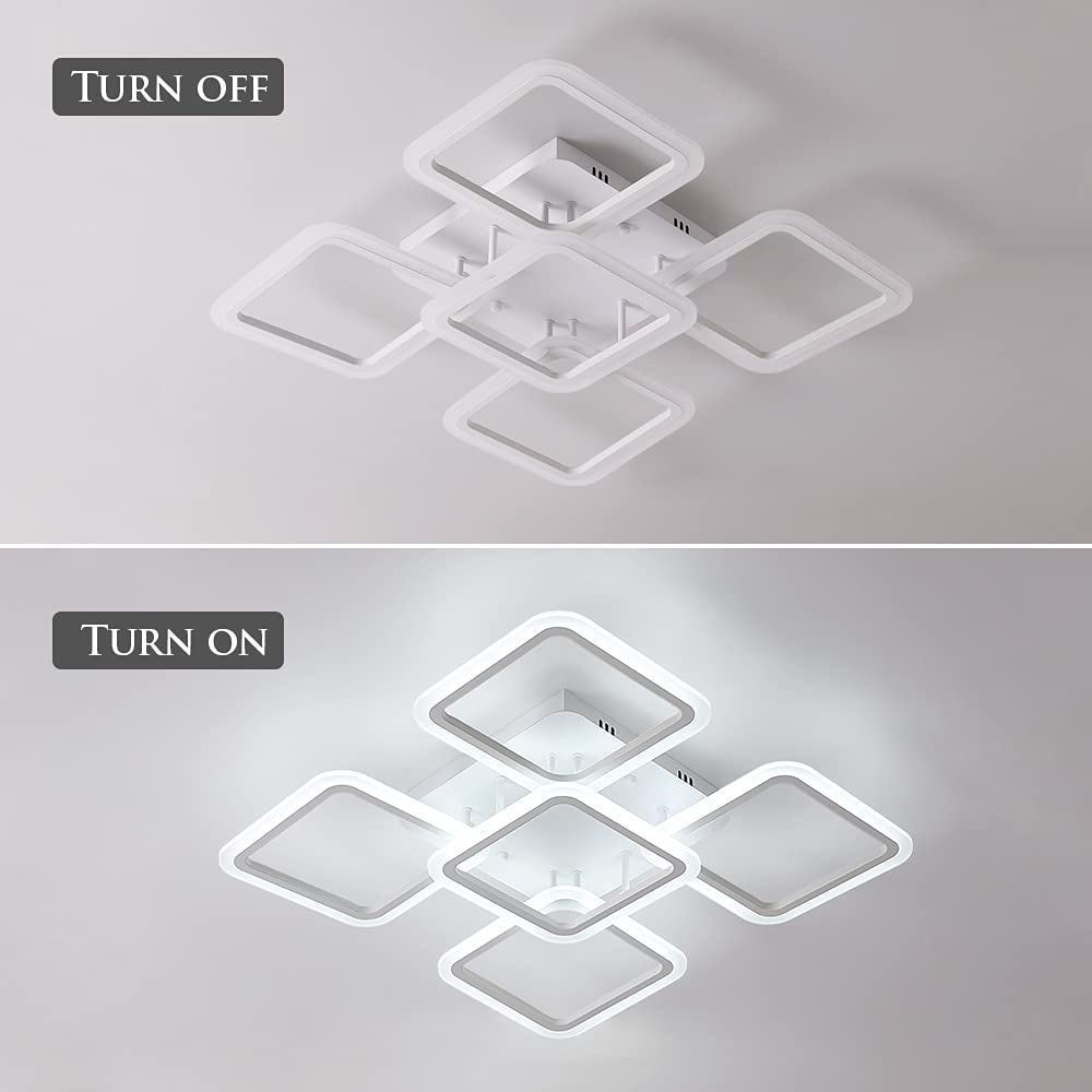 Osairous Lampadario Soffitto LED, 60CM Diametro Plafoniera LED in Acrilico, 70W Lampada da soffitto Moderno Paralume Quadrato per Soggiorno Camera da Letto Bianco Freddo 6500K, 4086lm