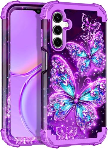 Miqala Galaxy A15 5G �P�[�X�A�ÈłŌ��� 3�w ���ϋv �ϏՌ� ���S�ی� �n�[�h�v���X�`�b�N�o���p�[+�\�t�g�V���R���ی�P�[�X Samsung Galaxy A15 5G 6.5�C���`�p�A�u���C�g�o�C�I���b�g