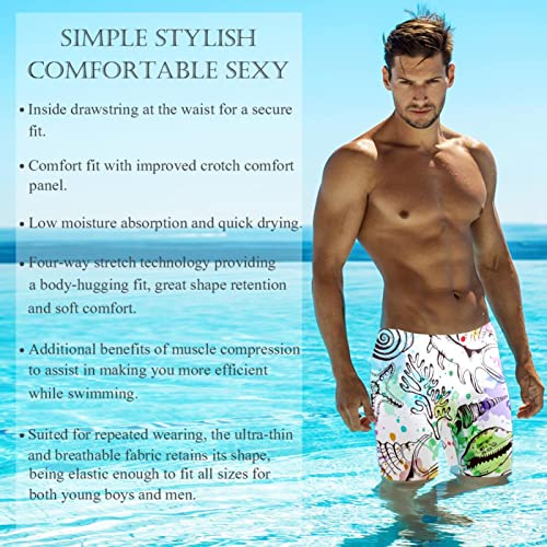 Jammers para hombres con corte hidrodinámico y colorido diseño de conchas 3
