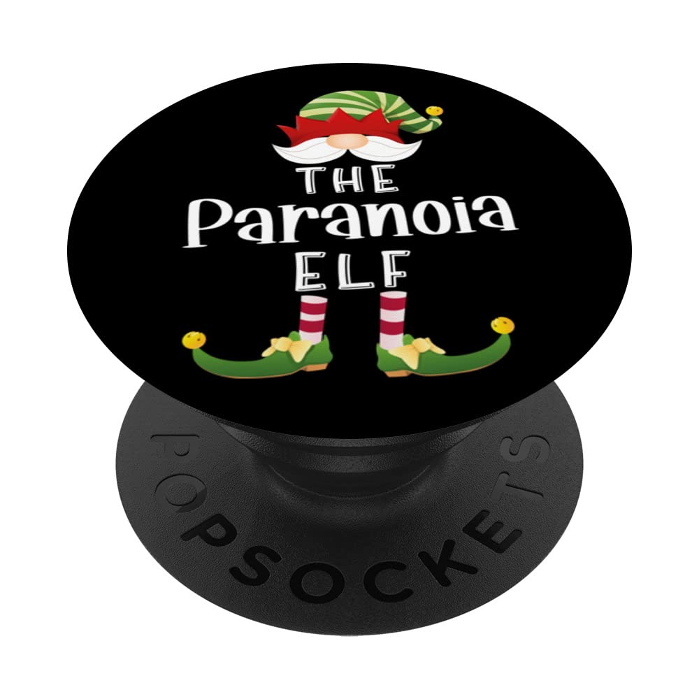 Paranoia Elf Group Christmas Funny Pajama Party PopSockets Swappable PopGrip, Black