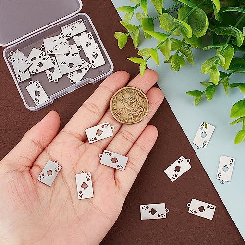 UNICRAFTALE about 24pcs 201 Stainless Steel Poker Card Charms Laser Cut Ace Of Spades Metal Card Pendants Playing Card Charms for DIY Bracelet Earring Jewelry Making Craft Ornament - Image 3