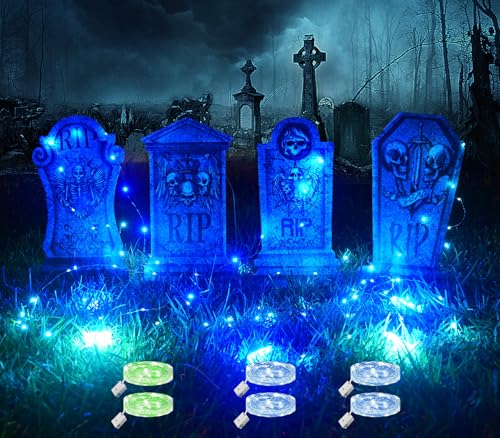 Weihnachtsdeko Outdoor XXL 30 Maxee 4 Stück Halloween Glühendes Grabsteine Deko mit 6 Stück 3...