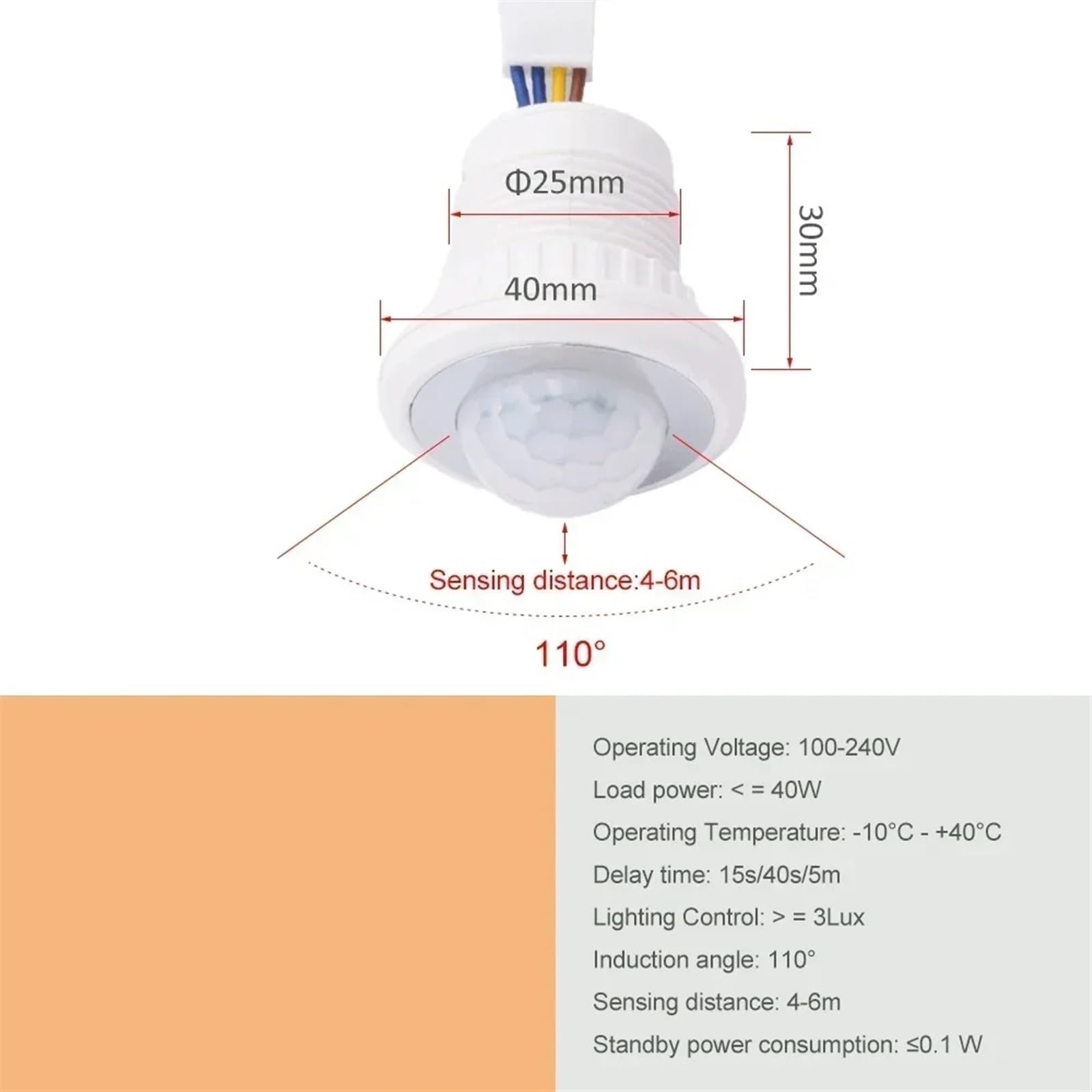 Czujnik ruchu na podczerwień, czujnik ruchu, automatyczne wyłączanie, regulowany czas opóźnienia 110 V 220 V AC, lampa indukcyjna ludzkiego ciała, 1 szt