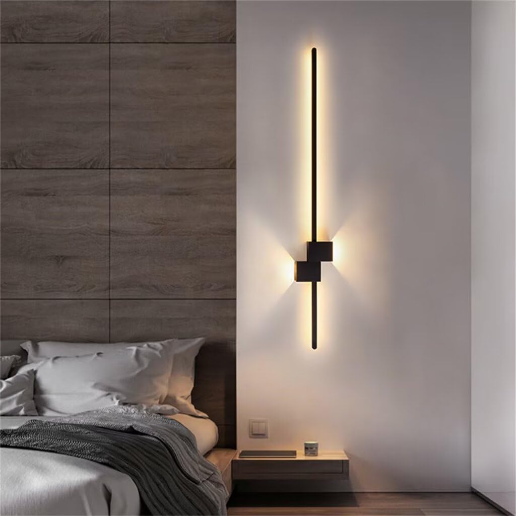 DESHOME Wall Sconces for Living Room, Modern Indoor Long Wall Lamp Black 3000K Warm Light 32W-3200LM LED Wall Lights Up and Down Wall Lighting Fixtures, for Bedroom Study Hallway Bedside