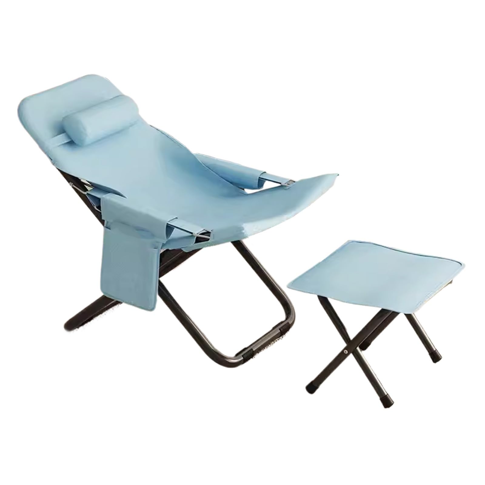 Sillas Playa Plegables Ligeras, con Pedal, Ajustable, Adecuado para el Cuerpo Humano, Soporte En Forma de X, Tumbona Playa Plegable (Color : Blue)