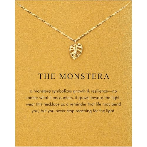 Baydurcan Monstera Necklace for Women, Plant Leaf...