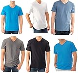 Fruit of the Loom Men's V-Neck T-Shirts Classic Fit Wicks Moisture Tagless Random 6-Pack Large Assorted
