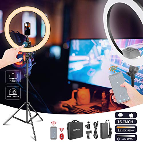 Neewer APP Control 16-inch LED Ring Light, Support Manual Touch Control with LCD