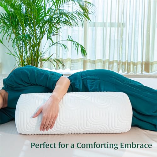 Image of The White Willow Hard Foam Bolster Pillow- Side Sleeper Cushion- Round Pillow for Diwan, Bed & Sofa- Decorative Round Cushion- Between Legs Pillows- Back & Neck Support Bolster- Firm, X-Small