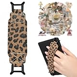 LEPGUYO Cinturino Supporto per Kindle Paperwhite & Kobo, Fascia Elastica Pelle PU Stampato Leopardo, Adatto 6-8 Pollici E-book Reader & Tablet, 50 Adesivi Vintage Gratis, Allevia Dolori al Polso