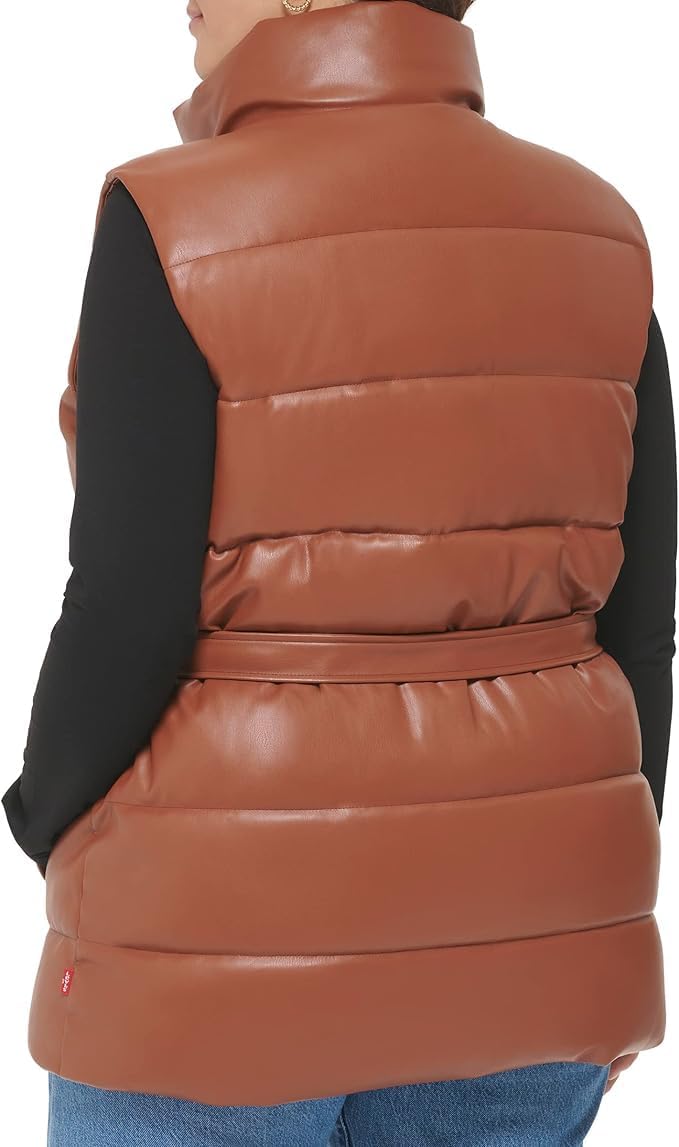 Levi's womens Vegan Leather Puffer Vest - Image 7