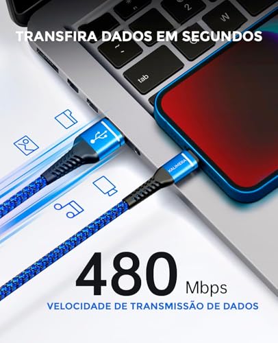 Cabo Lightning de 1 metro Reforçado 1 Unidade Cabo de Carregador para iPhone de 1 metro Revestido em
