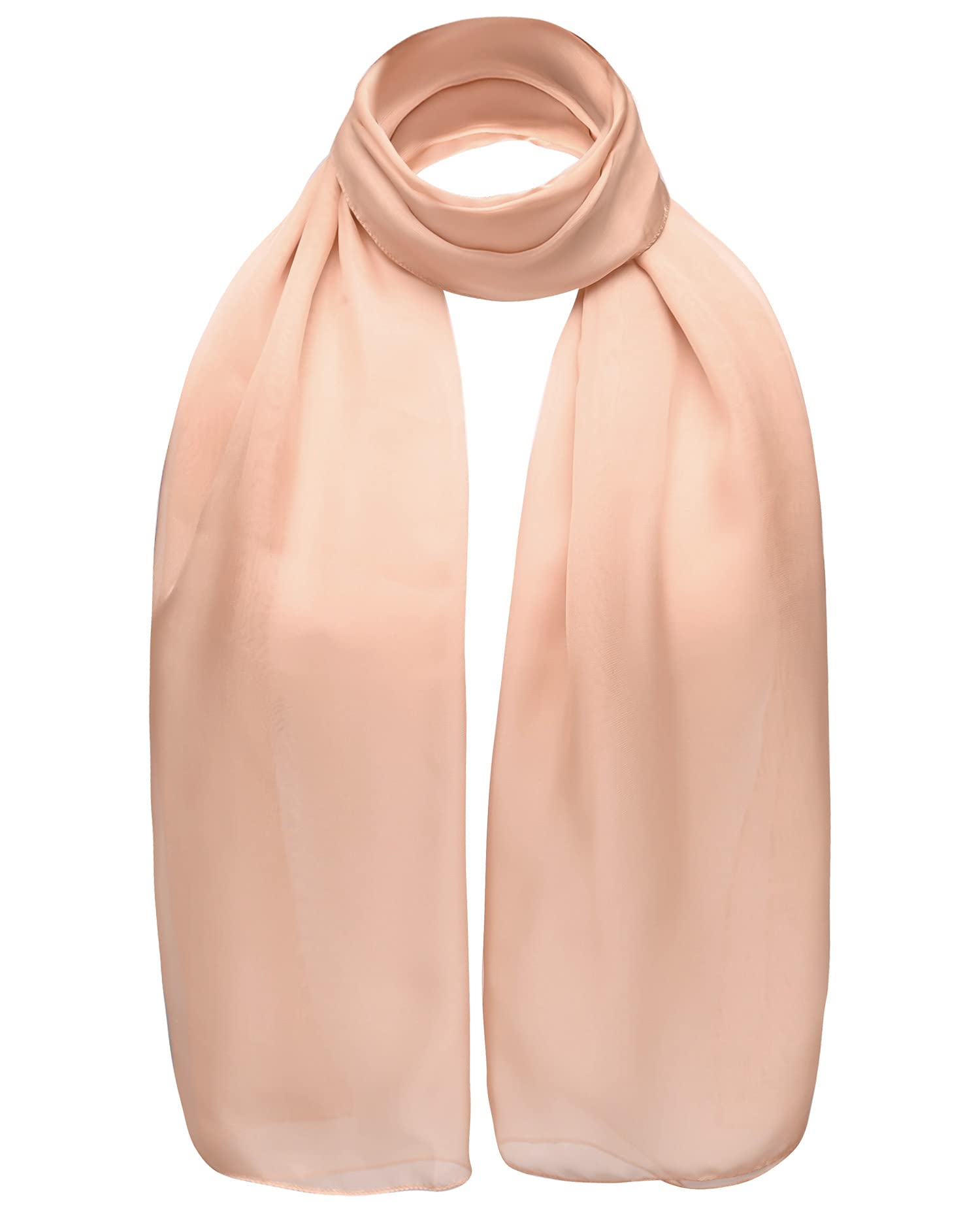 Basic Sense Women's Peach Plain Chiffon Soft Sheer Scarf,