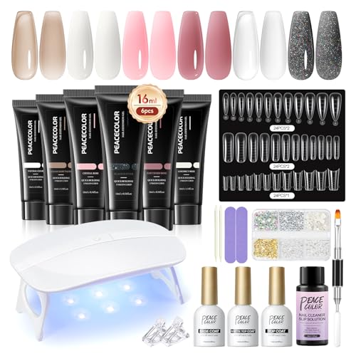 PEACECOLOR 24Pcs Poly Nail Gel Kit Starter Kit with Nail