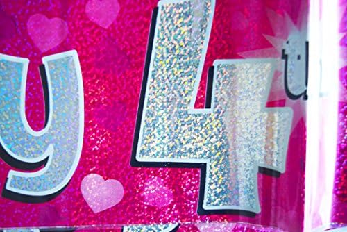Happy 4th Birthday Banner Age Girl Pink Holographic Wall Kids Party Decorations