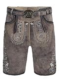TOP PREIS-LEISTUNG - Lederhosen Tracht in traditionellem Bayern-Look mit uriger Stickerei und Knöpfen aus echtem Hirschhorn. Das Wildbockleder in braun used-Optik verleiht der bayrischen Tracht ein sehr nostalgisches Flair. Eine Lederhose mit Gürtel wie Opa sie getragen hat (100% Echtleder)