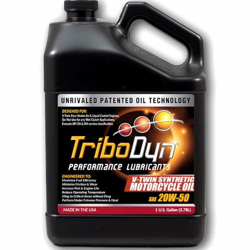 TriboDyn Patented 20W-50 Synthetic V-Twin Motorcycle Oil - Ceramic Coating Technology for Extreme Heat Resistance, Reduced Friction & Superior Wear Protection (1 Gallon)