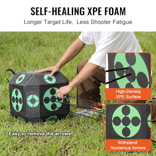VEVOR Archery Target, 15"x15" All-side Shotting Archery Arrow Target, Outdoor Portable Archery Target with Carry Handle, Easy Arrow Removal, Great Visibility, Lightweight, Easy to Transport, Black - Image 3