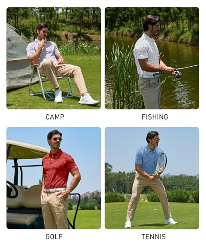 Image of ZITY Mens Golf Polo Shirts Short Sleeve UPF 50+ Performance Moisture Wicking Print Pattern Casual Collared Golf Shirt for Men