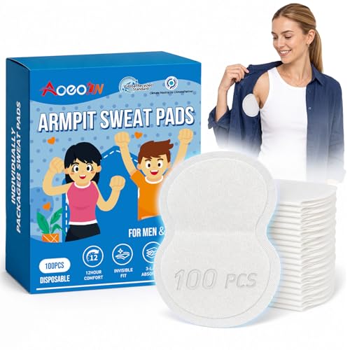 Underarm Sweat Pads 100 Pack Armpit Sweat Pads for Women and Men Sweat Protection Underarm Fight Hyperhidrosis Hidden Comfortable for All Day USe Idea for Daily Use Sport Travel